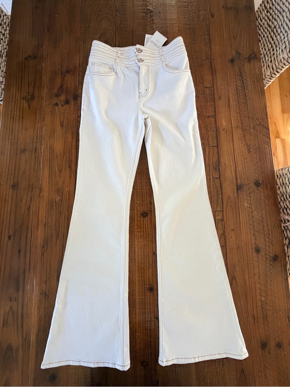 10 Crosby Derek Lam Cream high rise Wide-Leg Flare Jeans